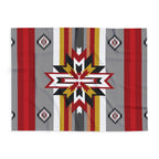 Southwest Star Fleece Blanket — Native-Inspired Red & Gray Geometric Throw