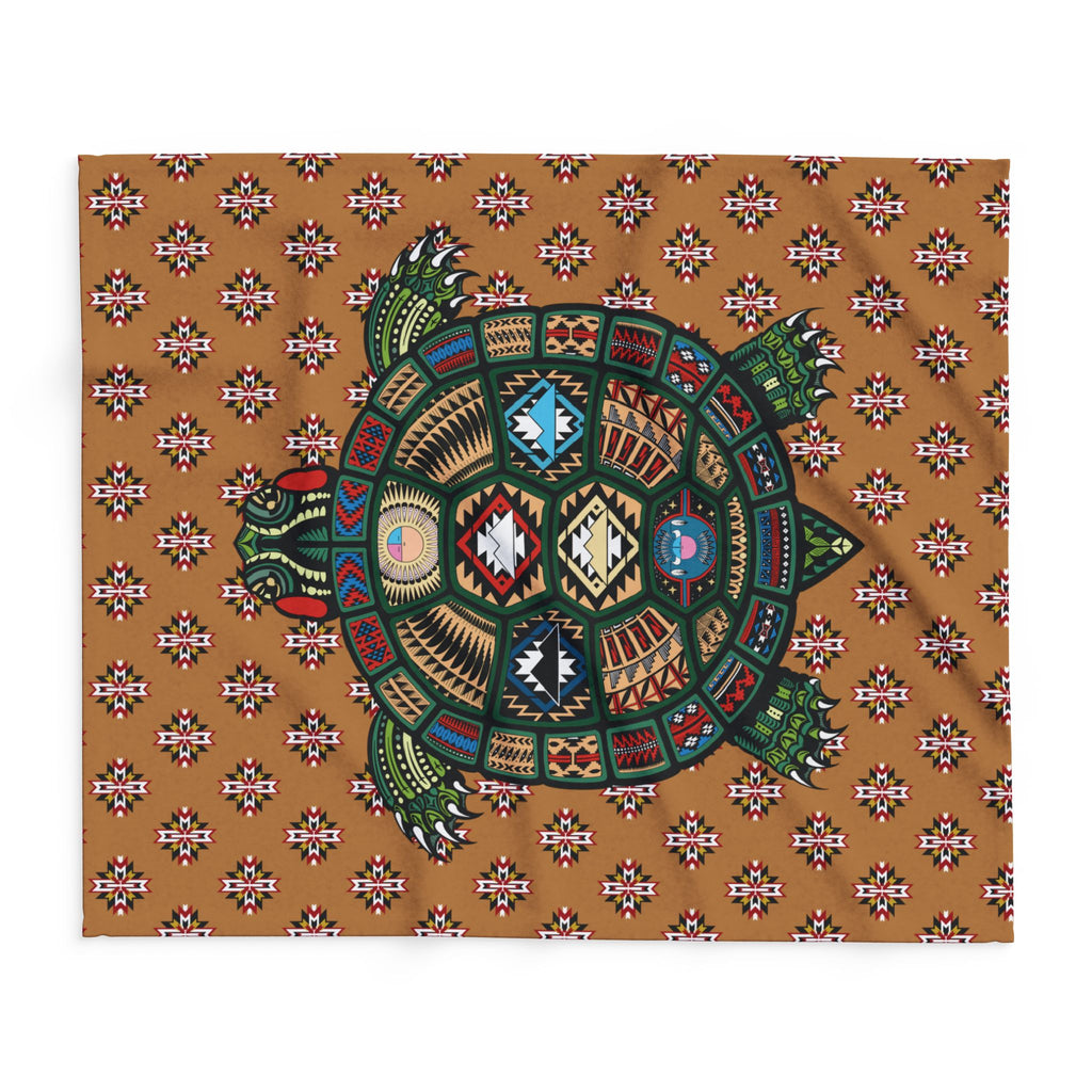 Native Turtle Pattern Fleece Blanket — Southwestern Tribal Throw