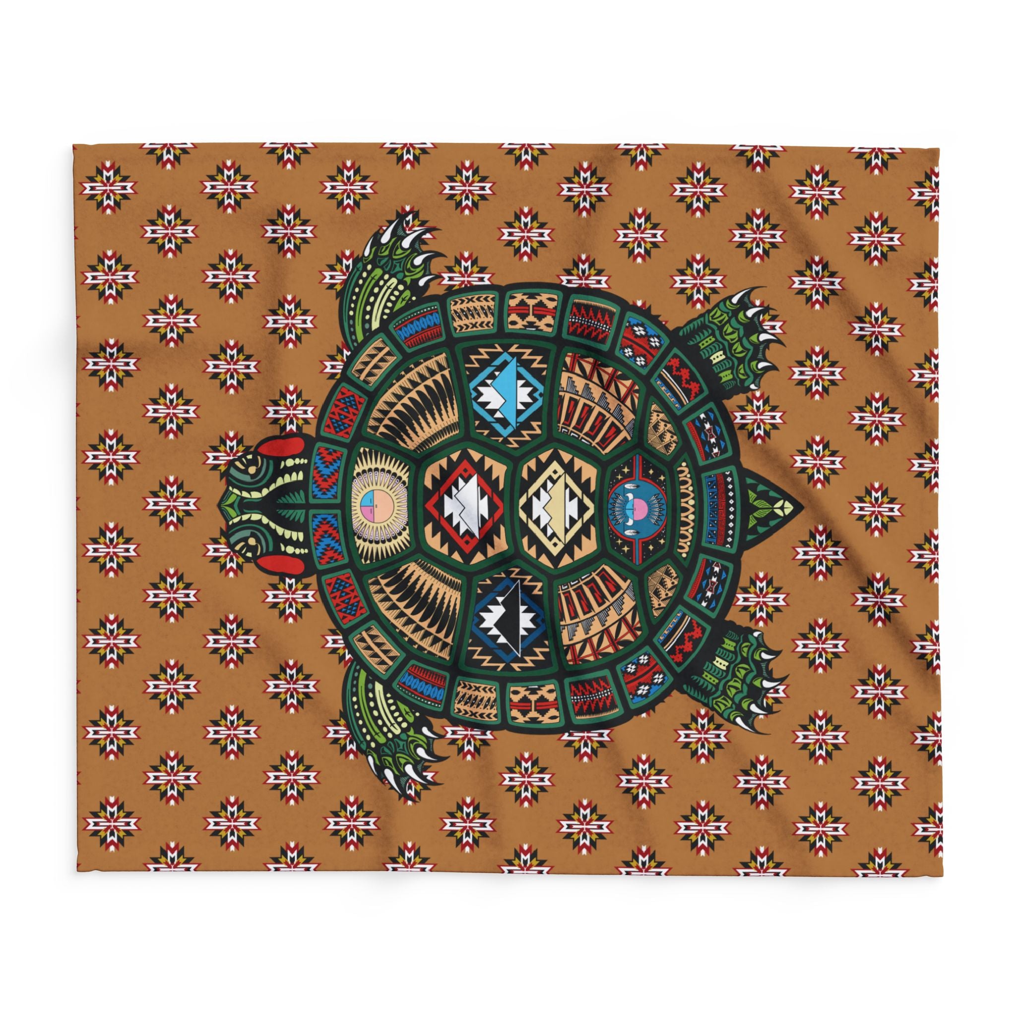 Native Turtle Pattern Fleece Blanket — Southwestern Tribal Throw