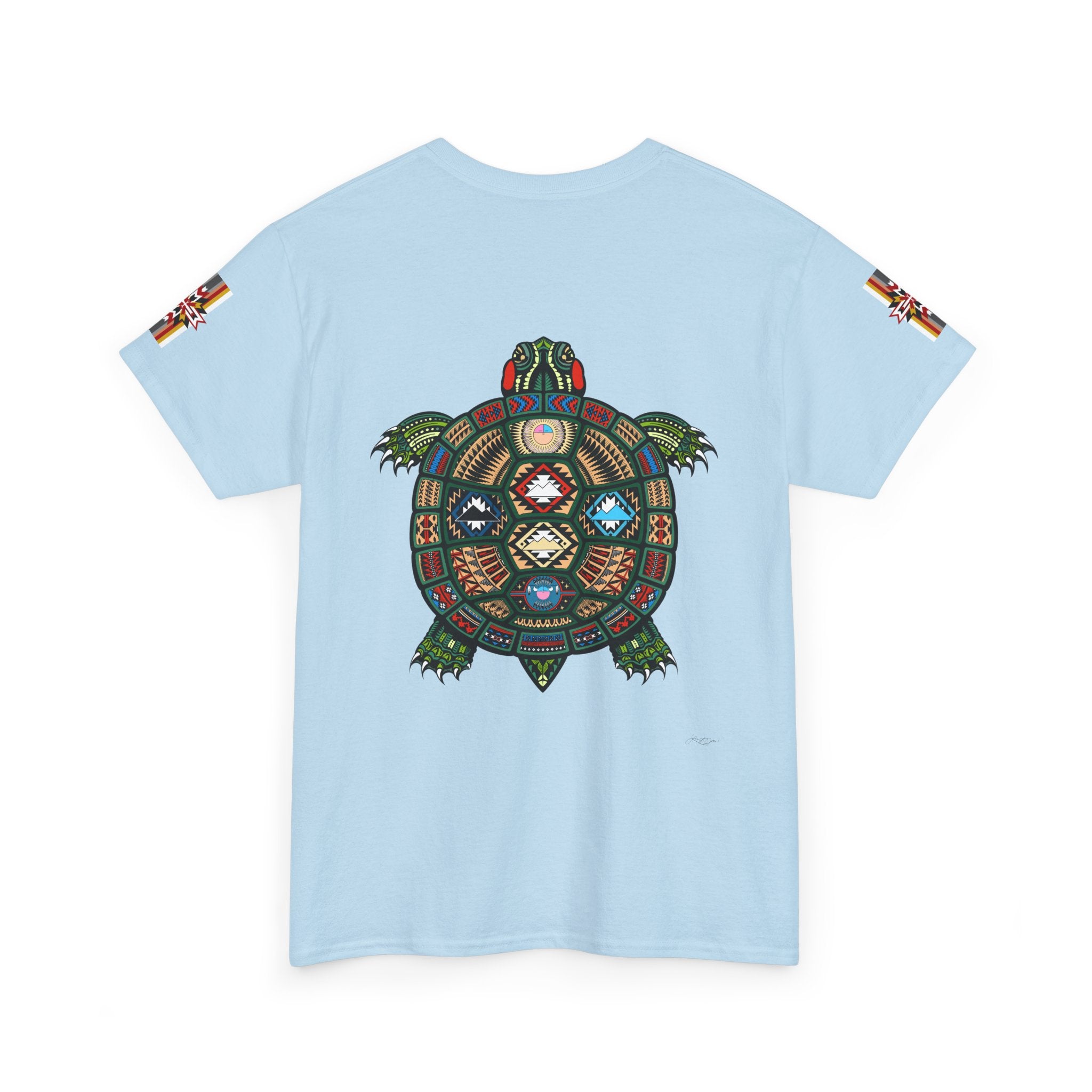Turtle Graphic Tee — Colorful Tribal Turtle Shell Design