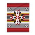 Southwest Star Fleece Blanket — Native-Inspired Red & Gray Geometric Throw