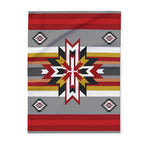 Southwest Star Fleece Blanket — Native-Inspired Red & Gray Geometric Throw