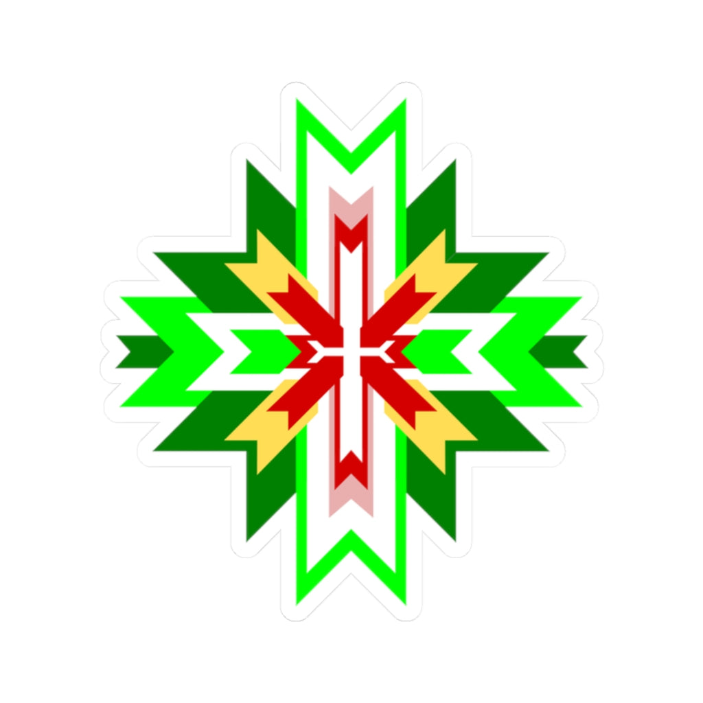 Southwest Geometric Starburst Kiss-Cut Sticker — Native-Inspired Decal