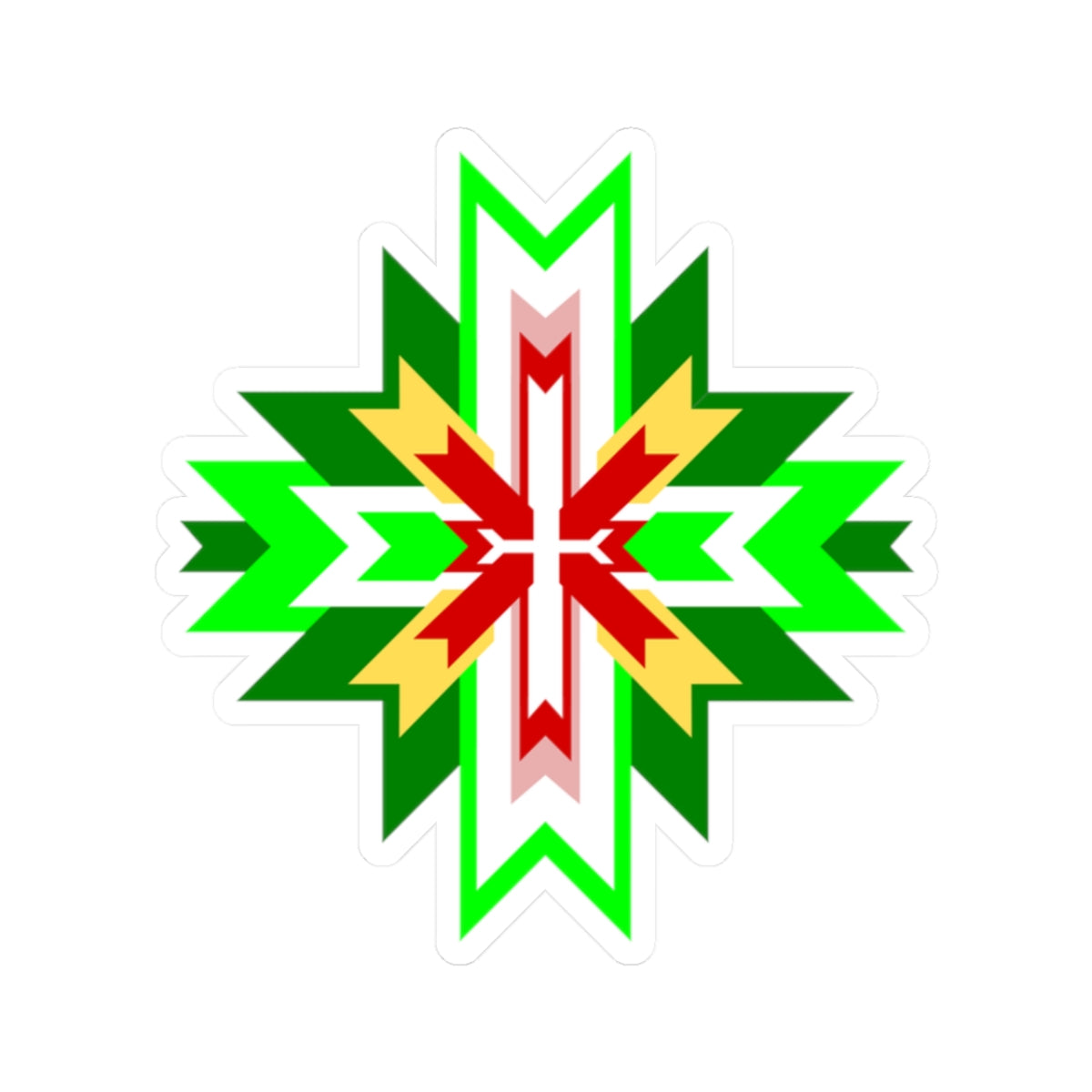 Southwest Geometric Starburst Kiss-Cut Sticker — Native-Inspired Decal