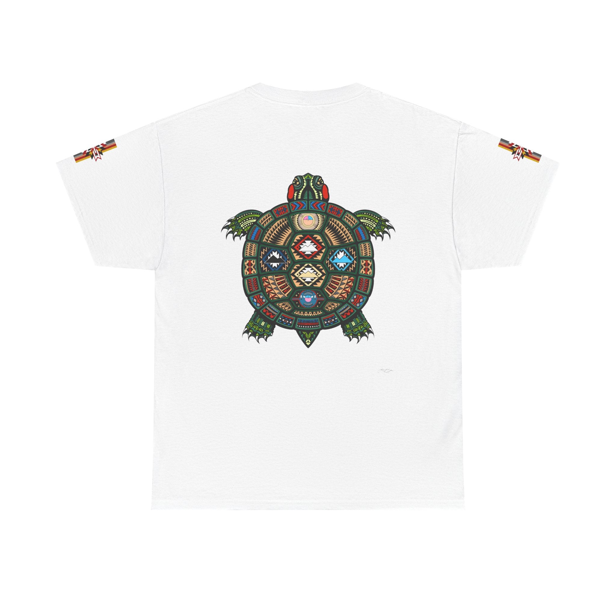Turtle Graphic Tee — Colorful Tribal Turtle Shell Design