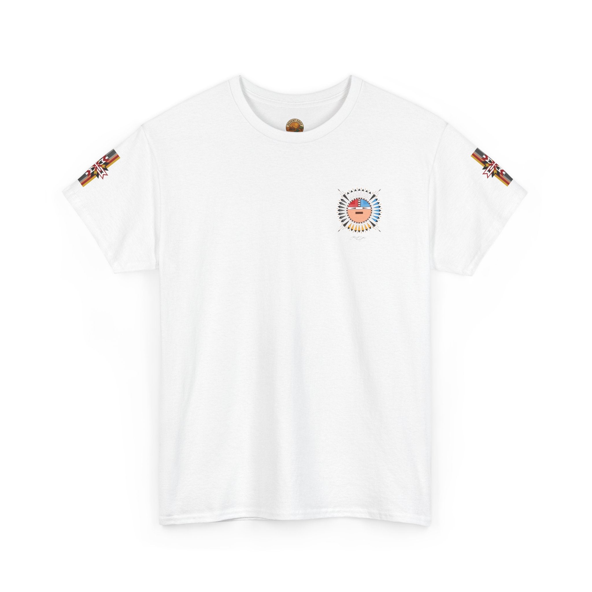 Navajo Sun Graphic Tee — Circular Tribal Shield Chest & Back Print