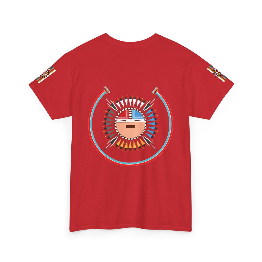 Navajo Sun Graphic Tee — Circular Tribal Shield Chest & Back Print