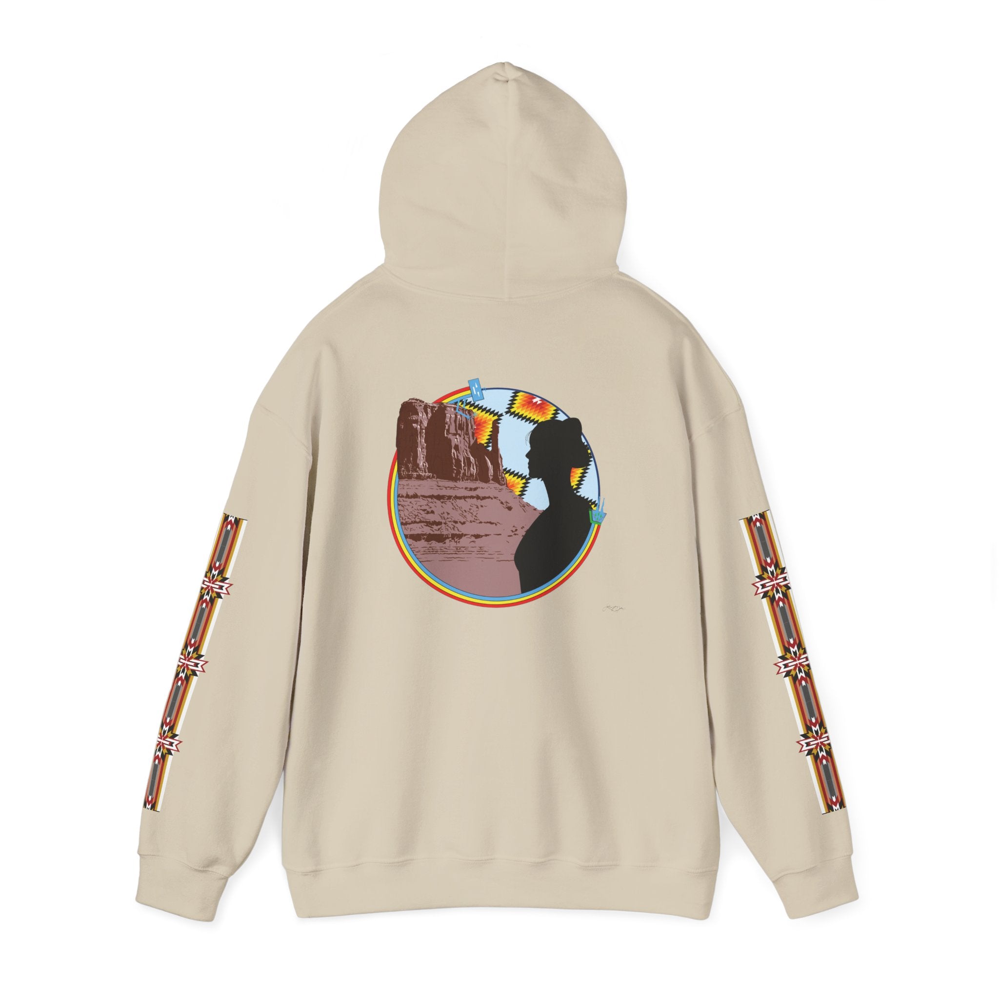 Monument Valley Desert Sunrise Hoodie — Southwestern Retro Landscape Sweatshirt