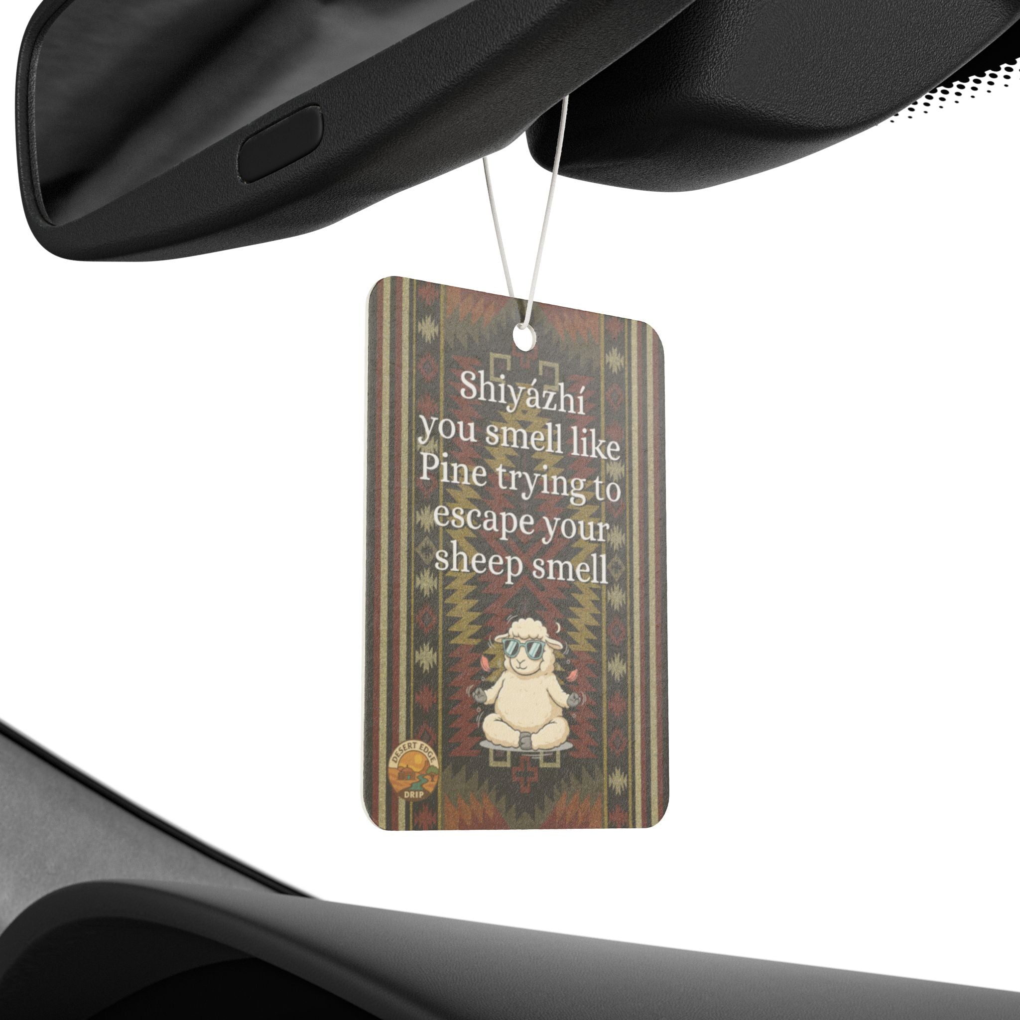 Sheep Pun Car Air Freshener — Humorous Navajo-Inspired Scent Tag