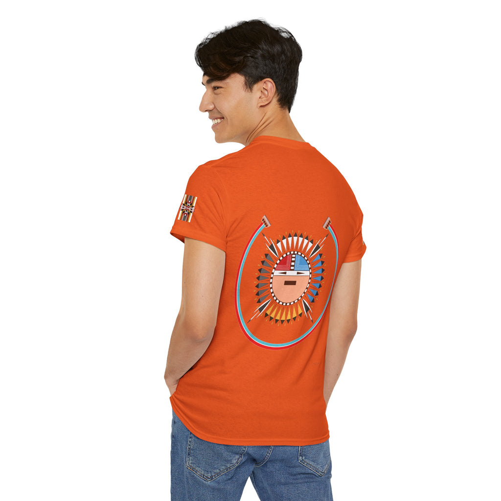 Navajo Sun Graphic Tee — Circular Tribal Shield Chest & Back Print