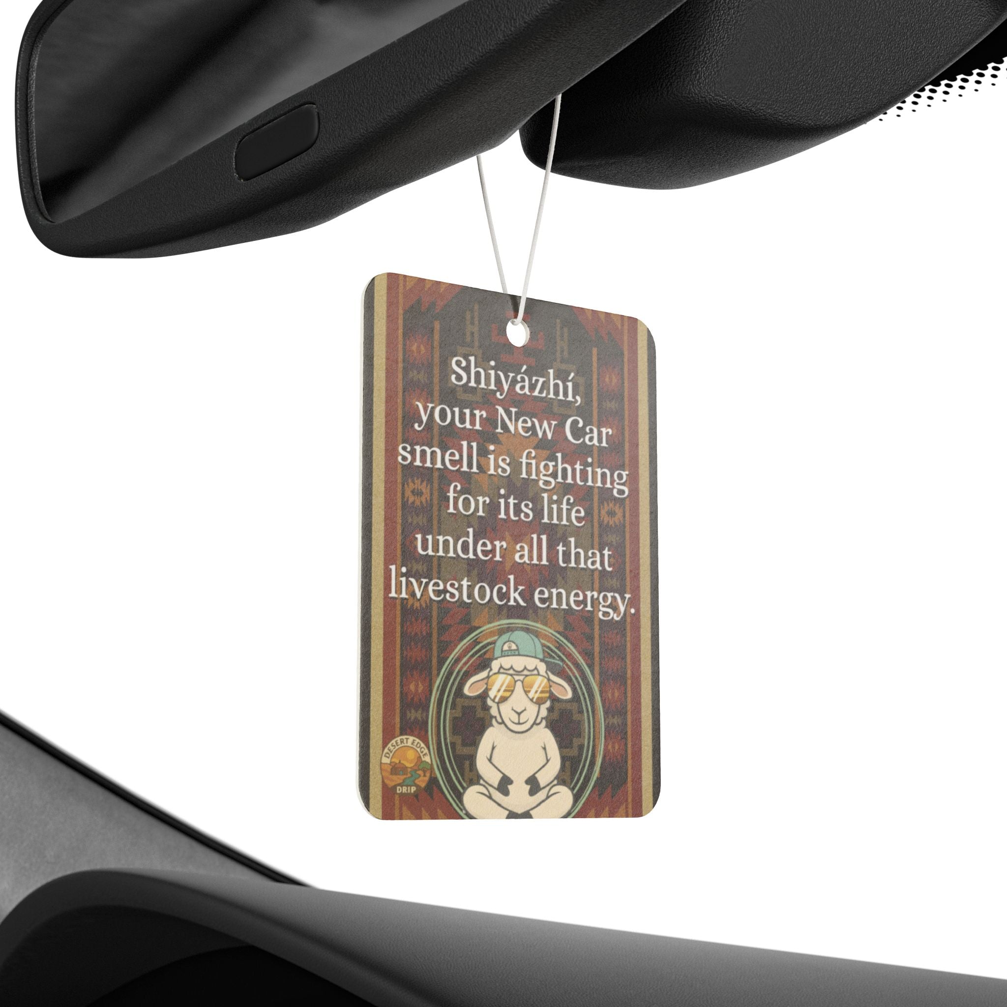 Sheep Pun Car Air Freshener — Humorous Navajo-Inspired Scent Tag